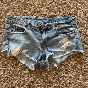 American Eagle Outfitters Distressed Light Blue Jean Shorts